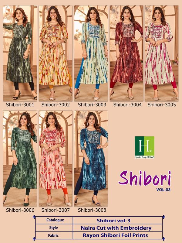 Hirwa Shibori Vol 3 Nyra Cut Rayon Designer Long Kurti Collection